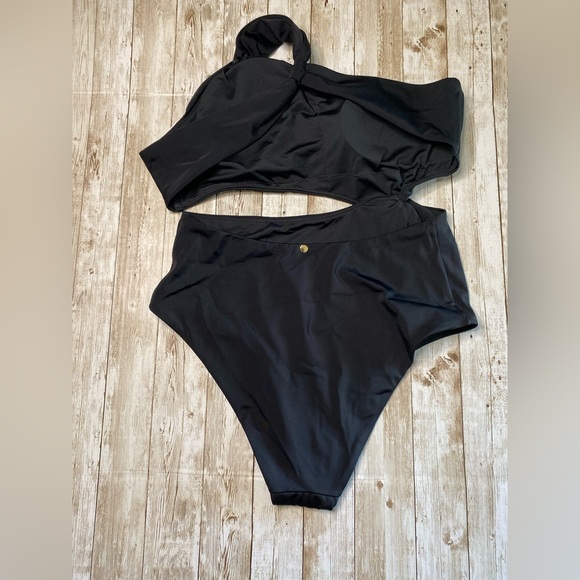 🆕 VICTORIA'S SECRET VS SWIM Twist Monokini One-Piece Swimsuit Medium Black - Picture 5 of 13